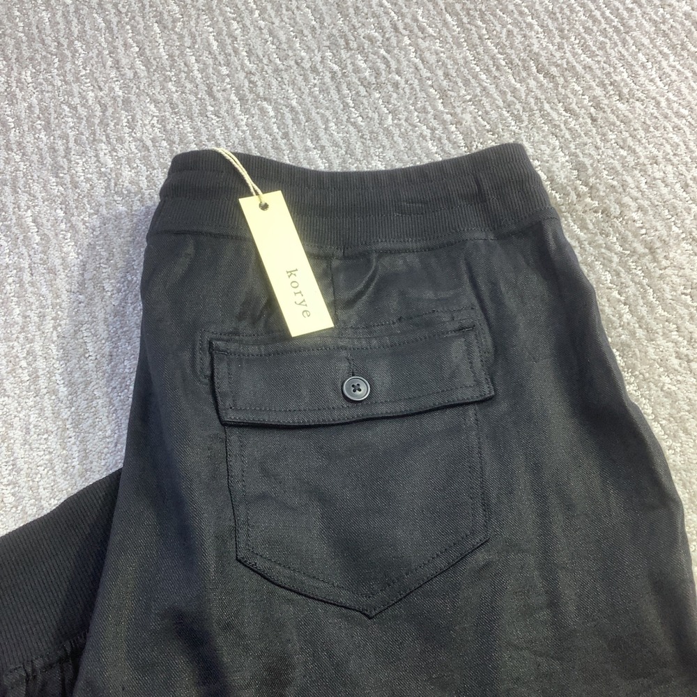 Korye Black Linen Blend Jogger Pants Trousers Size‎ XL NWT